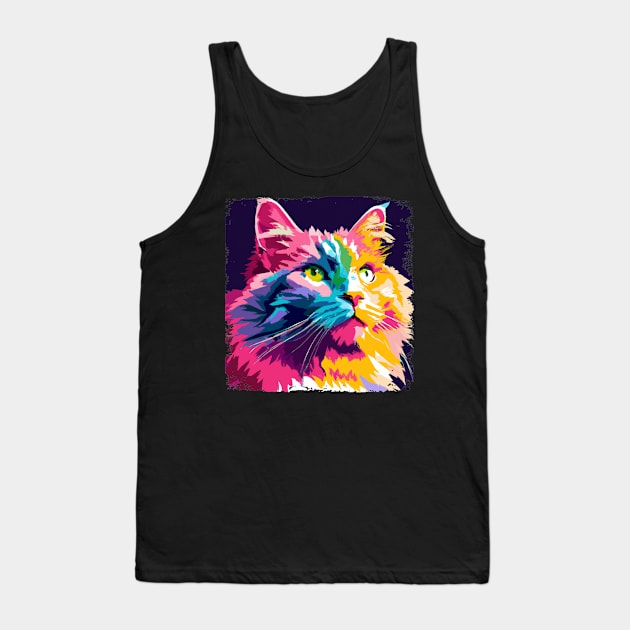 Norwegian Forest Cat Pop Art - Cat Lover Gift Tank Top by PawPopArt